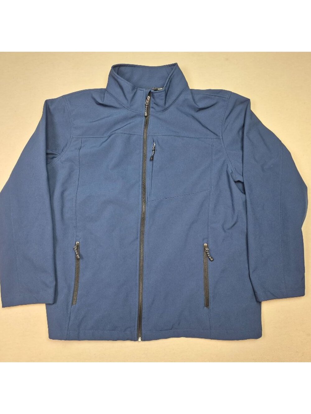 Swisstech Men's Full Zip Long Sleeve Blue Softshell Mock Collar Jacket Sz 2XL